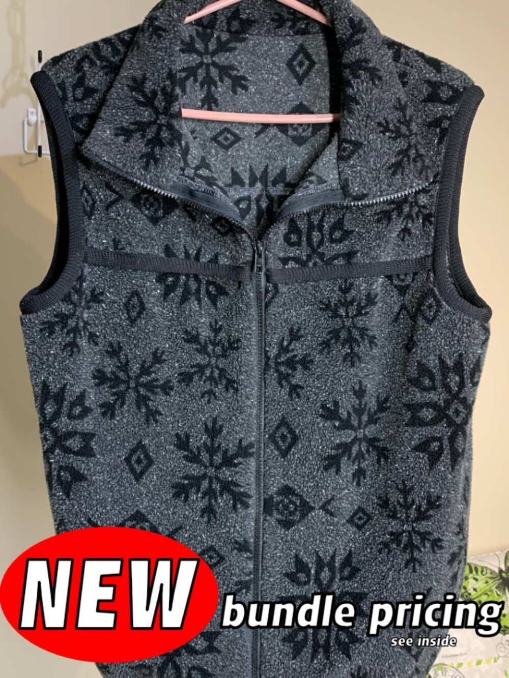 UNIQUE Handmade Sleeveless Fleece Jacket Size Small